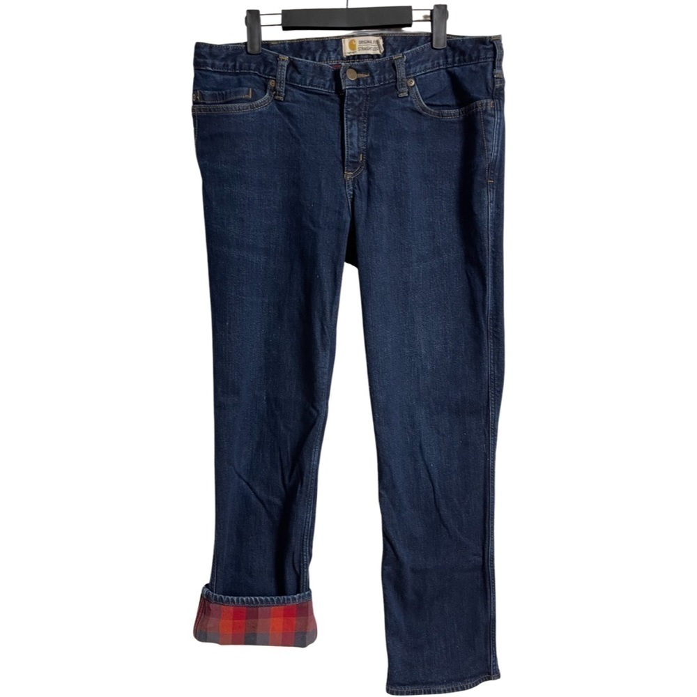 Carhartt Vintage Dark Wash Flannel Lined Straight Leg Jeans Size 14